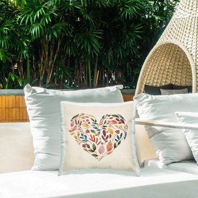 Coussin décoratif en forme de cœur Autumnal Botanicals par Laura Konyndyk
