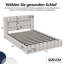 Linen Upholstered Ottoman Bed With Charging Station (USB/Type-C) & Smart LED Storage Headboard, Bubble Cloud Bed Frame in Grey/Beige (EU Double/King 140/160X200cm)-1077528110-1088134857