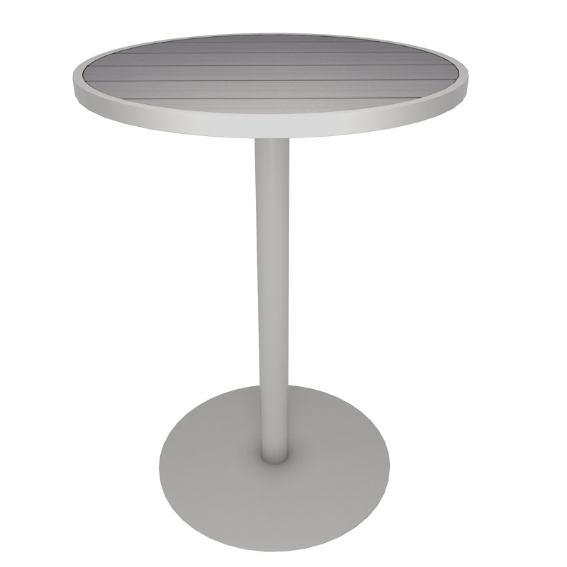 Table de bar d'extérieur ronde en composite blanc mat blanc mat 31,5 po x 31,5 po x 43,31 po, 31 1/2 po