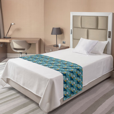 Ambesonne Nautical Bed Runner Starfish and Shells Sea Blue Earth Yellow Ambesonne Nautical Bed Runner Starfish and Shells Sea Blue Earth Yellow