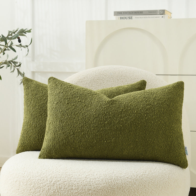 Housses de coussin texturées, Vert olive, Rectangle 12"H x 20"W
