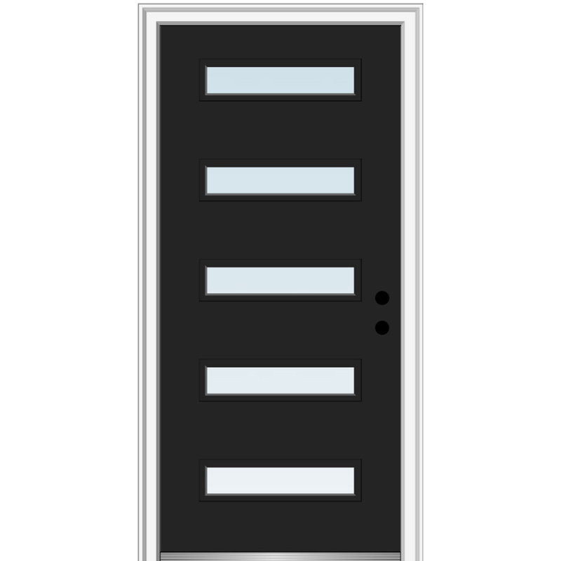 Porte d’entrée pré-raccrochée en acier Spotlight, H 80 po x l 32 po x P 1,75po, S'ouvre à gauche vers l'intérieur, Noir