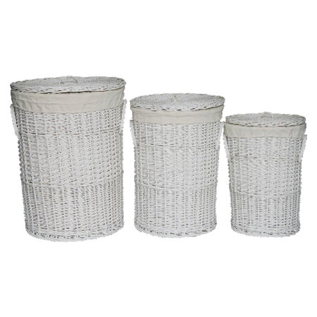 3 Piece Round Wicker Laundry Set