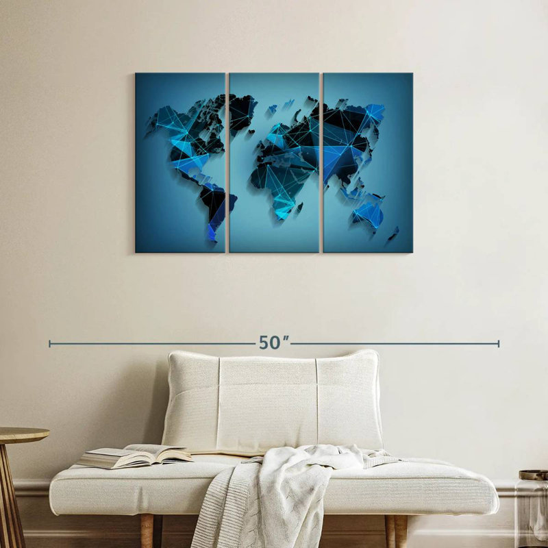 Aliaz Network Technology World Map, 24" H x 38" W