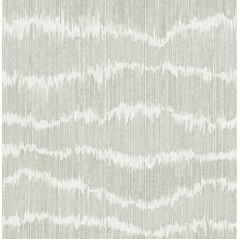 Wiggle Grey Ikat Stripe Wallpaper, Natural/Grey