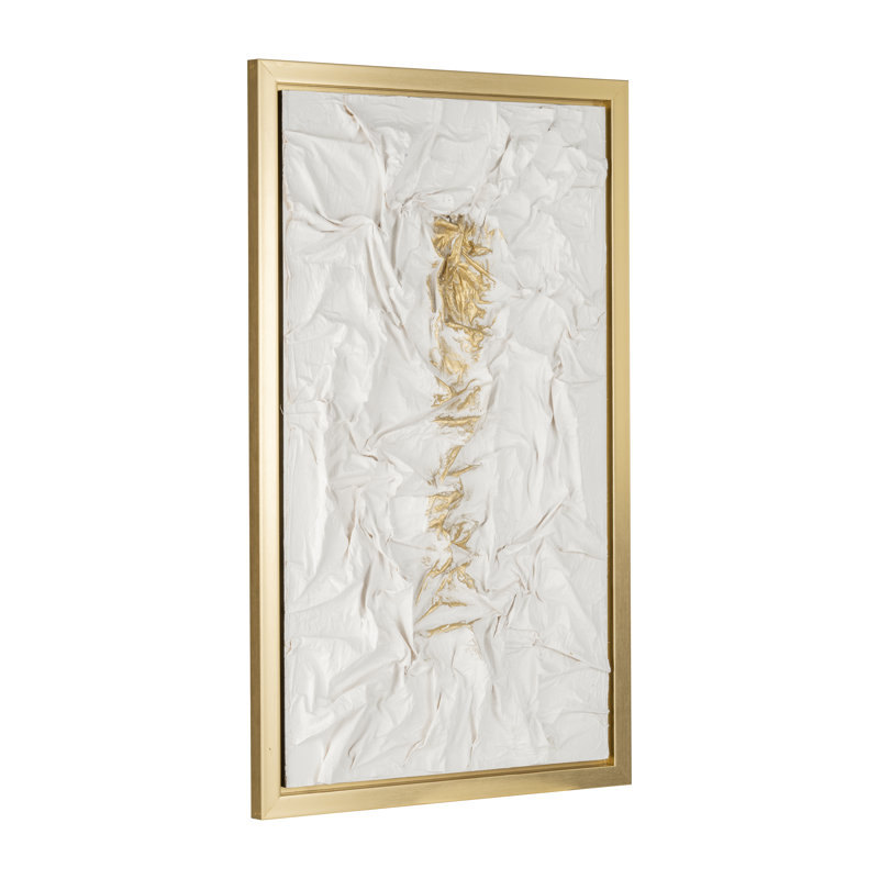 Modern Large Wall Art – Framed Abstract Wall Art with Hand Painted Gold Accents – Textured Wall Decor 35x60