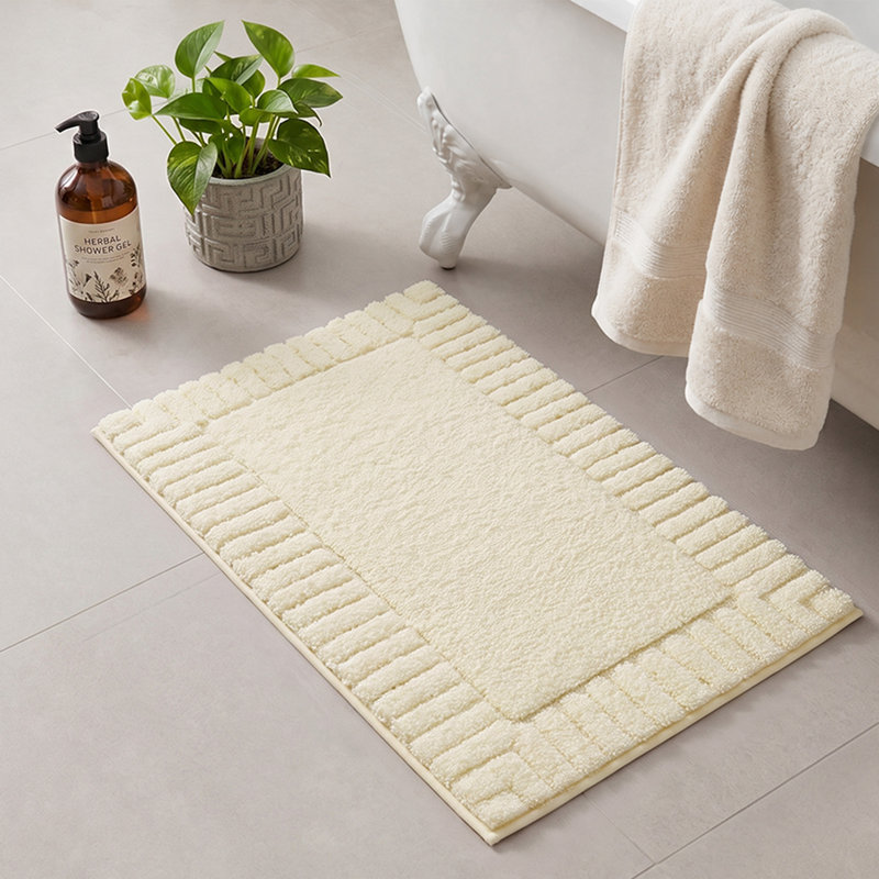 Tapis de bain doux, absorbant et antidérapant, lavable à la machine, L 20 po x L 32 po, Beige foncé