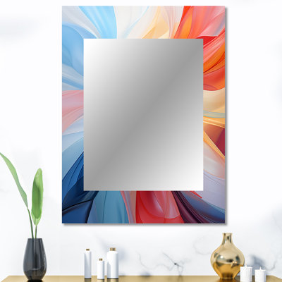 Labastide bleu rouge fractale spirale II - miroir mural décoratif d'éoliennes
