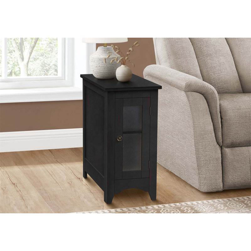 Table d'appoint étroite en placage avec rangement, idéale pour le salon et la chambre à coucher, conception transitionnelle