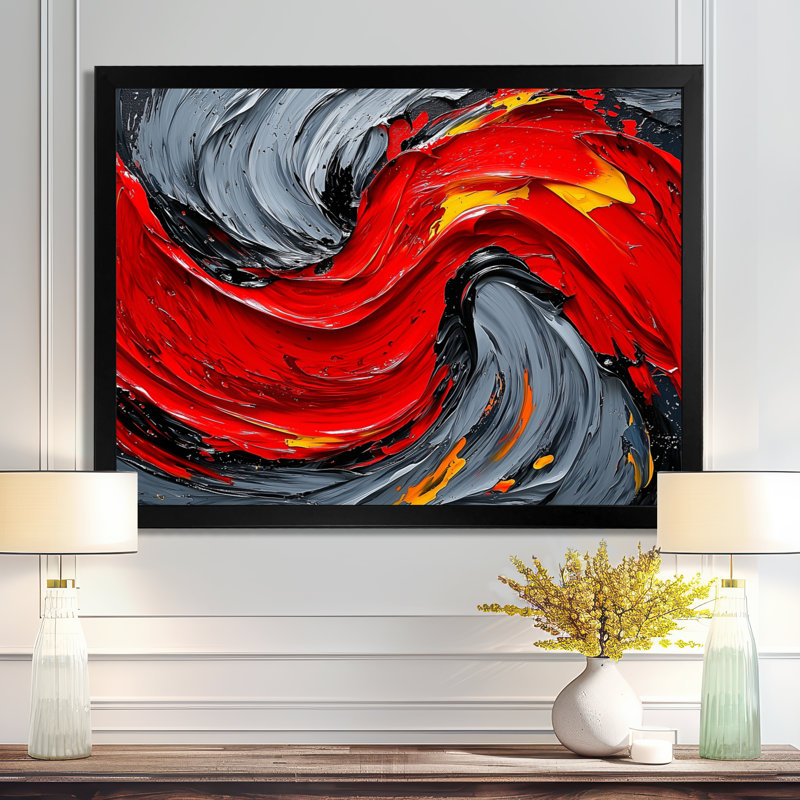 Nyleen - Abstract Large Wall Art, Cadre simple, Noir, H 12 po x l 20 po