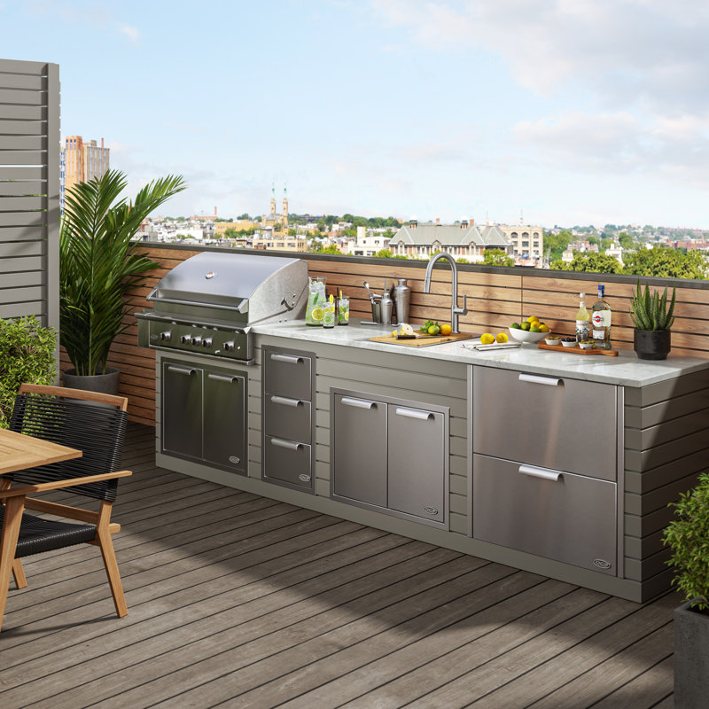 KRAUS Kore™ 15" L Outdoor Workstation Drop-In 16 Gauge Marine Grade T-316 Stainless Steel Single Bowl Kitchen Bar Sink