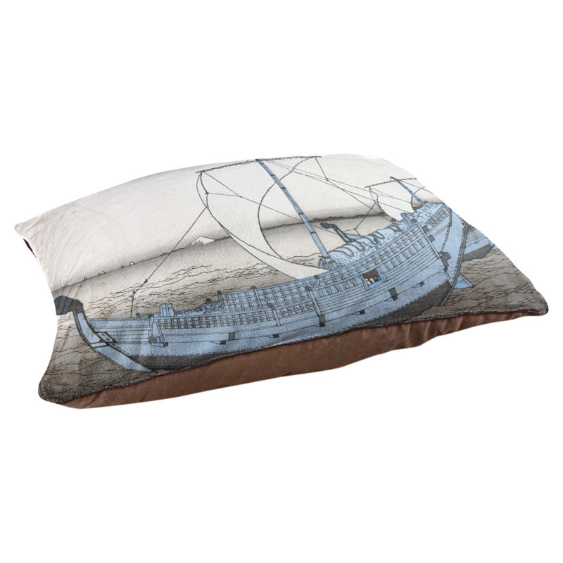 Coussin pour chien kazusa sea route Burkart, Moyen (l 42,5 po x P 32,5 po x H 4 po), Bleu / Gris