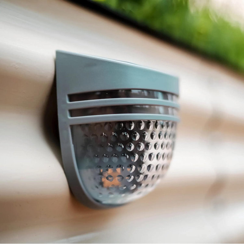 Dappled-Pebble Gray Solar Powered LED Deck Light Pack, 4 Pack