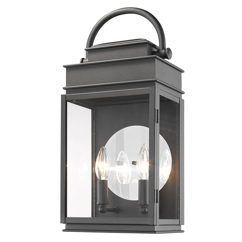 Lanterne murale d'extérieur à 2 ampoules Beleta, H 12,5 po x l 6 po x P 4,5 po, Noir