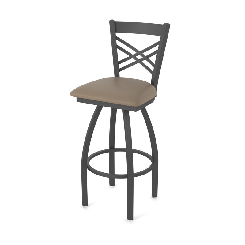 820 Catalina Swivel Stool, Pewter, Vinyl-Canter Earth, Bar Stool (30" Seat Height)