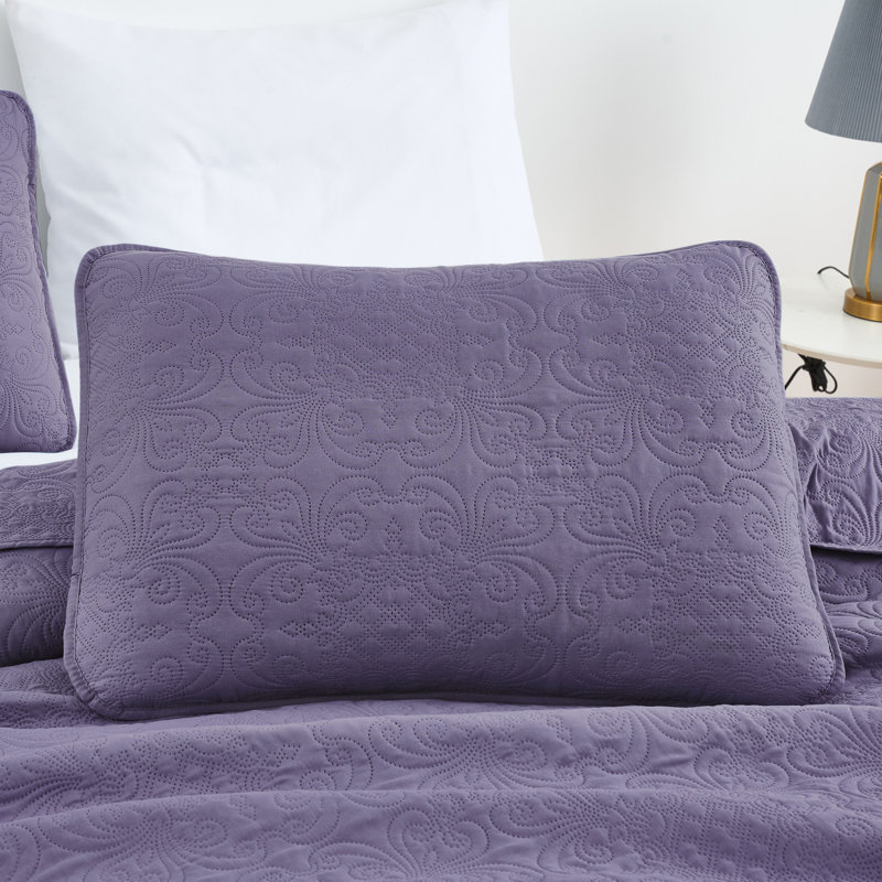 Luca 3-Piece Lightweight Microfiber Oversized Bedspread Set, Queen Coverlet/Bedspread + 2 Standard Shams, Dusty Purple