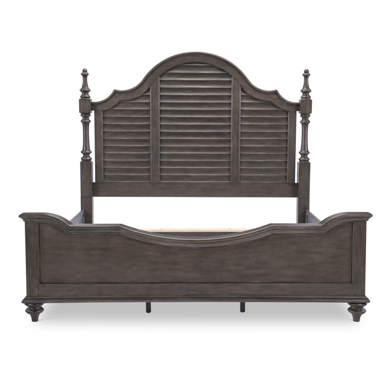 King Gray and Brown Wood Poster Bed