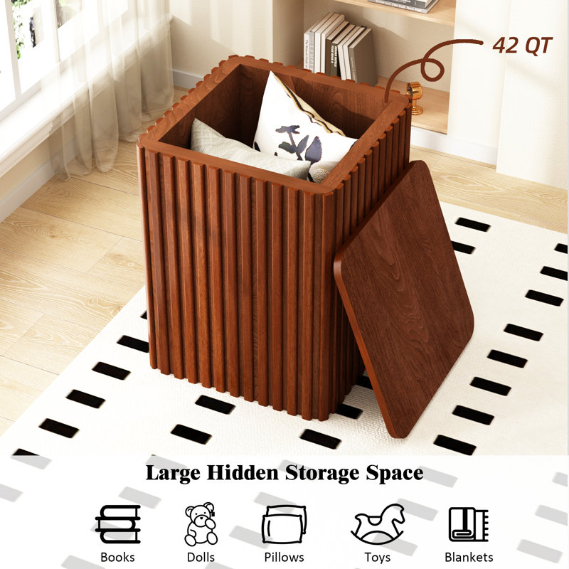  20.5''Tall Fluted End Table Set of 2 with Storage Quick Assembly, Brown