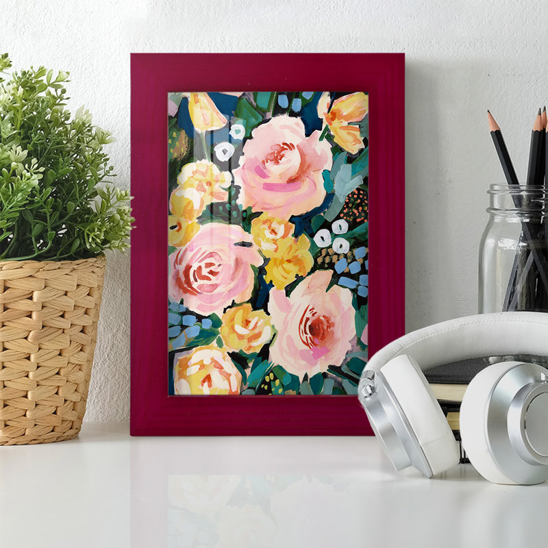 Flower Jumble I, reproduction d'art encadrée, Rouge, H 6 po x l 4 po x P 1 po