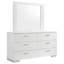 Commode 6 tiroirs blanche brillante avec miroir
