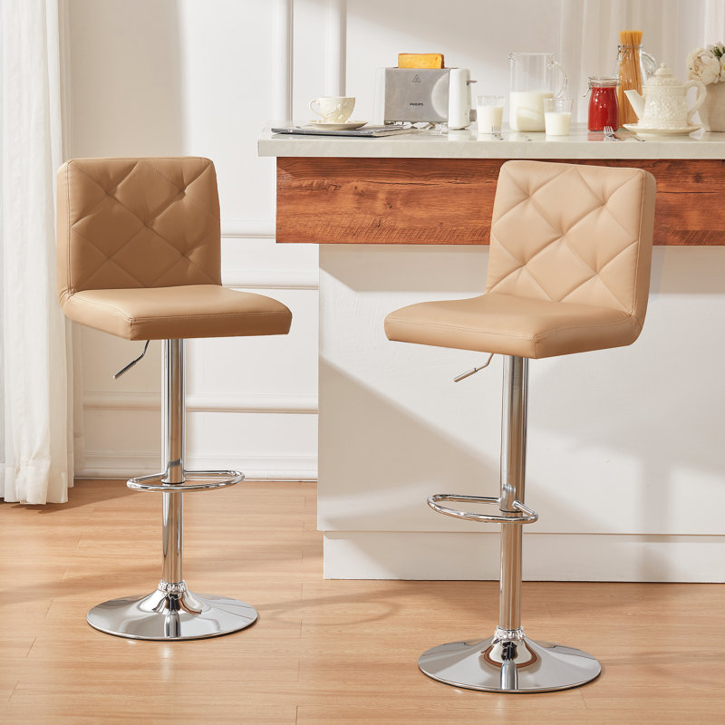Tabouret de bar pivotant à hauteur réglable Corneliea, Ivoire
