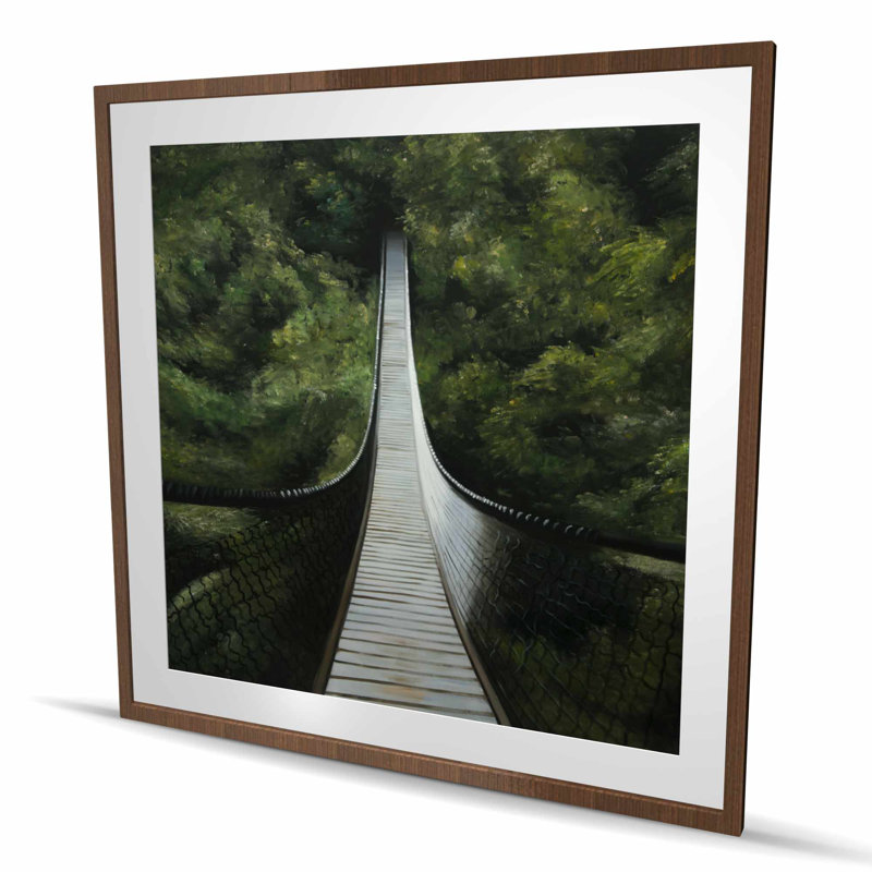 Pont suspendu dans la forêt - impression de bureau de paysages