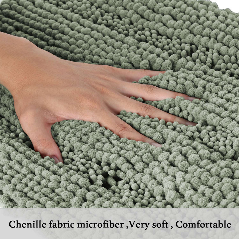 Ruhl Luxury Extra Plush Extra Soft Absorbent Chenille Bath Rugs Rubber Backing Quick Dry Machine Washable Bath Mats 2 Piece 17"x24 & 20"x32" Bath Mat Set