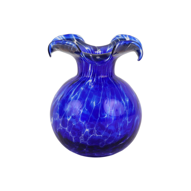 Cobalt Tortoiseshell Glass Hibiscus Bud Vase