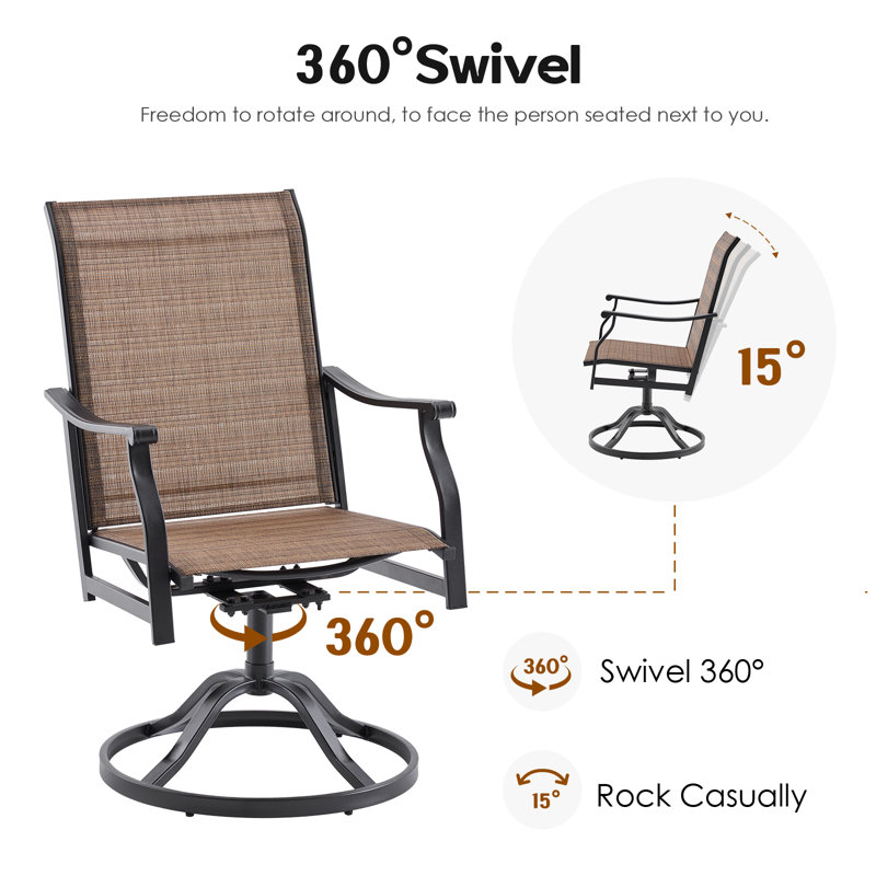 Fauteuil de patio pivotant à haut dossier, Brun