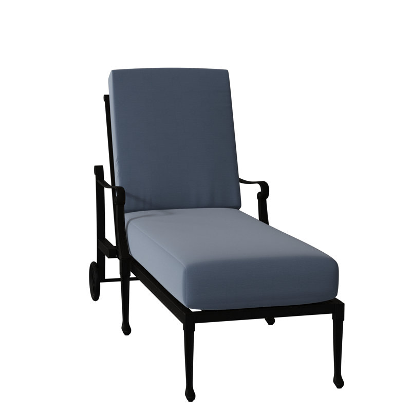 Chaise longue inclinable Wiltshire, Étain, Sunbrella® Spectrum denim