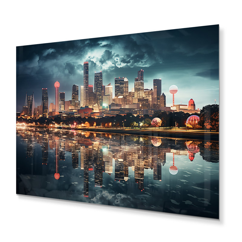 «Dallas», beau paysage urbain - Spot I - décoration murale en métal Dallas, H 30 po x l 40 po x P 1 po