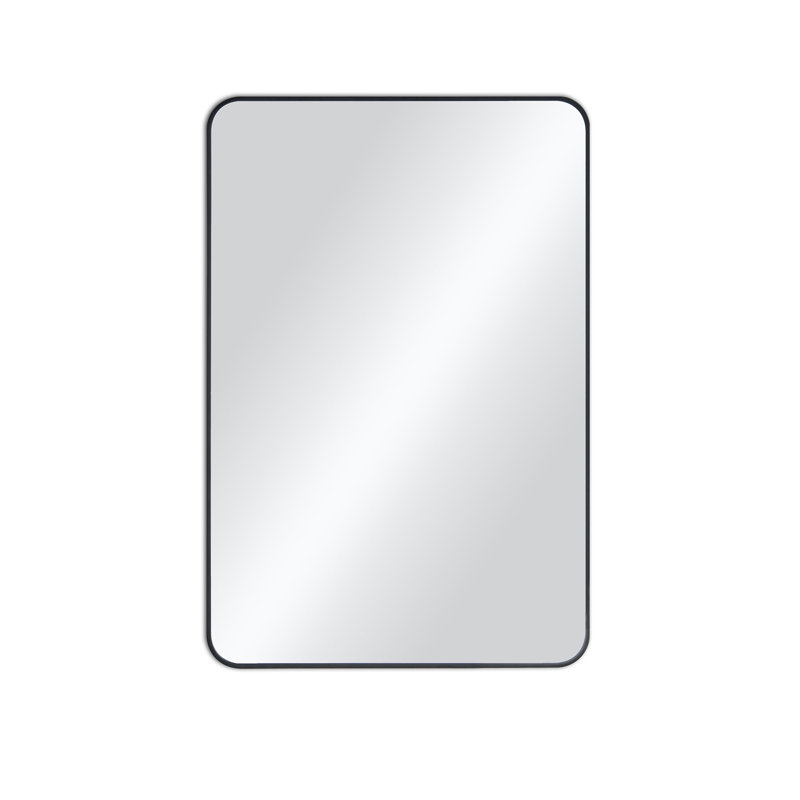Premium Metal Frame Shatterproof Wall Mount Mirror - FM2, Matte Black, 36" x 24"