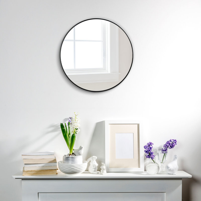 Miroir 24 po argenté, 24 po x 24 po, Noir