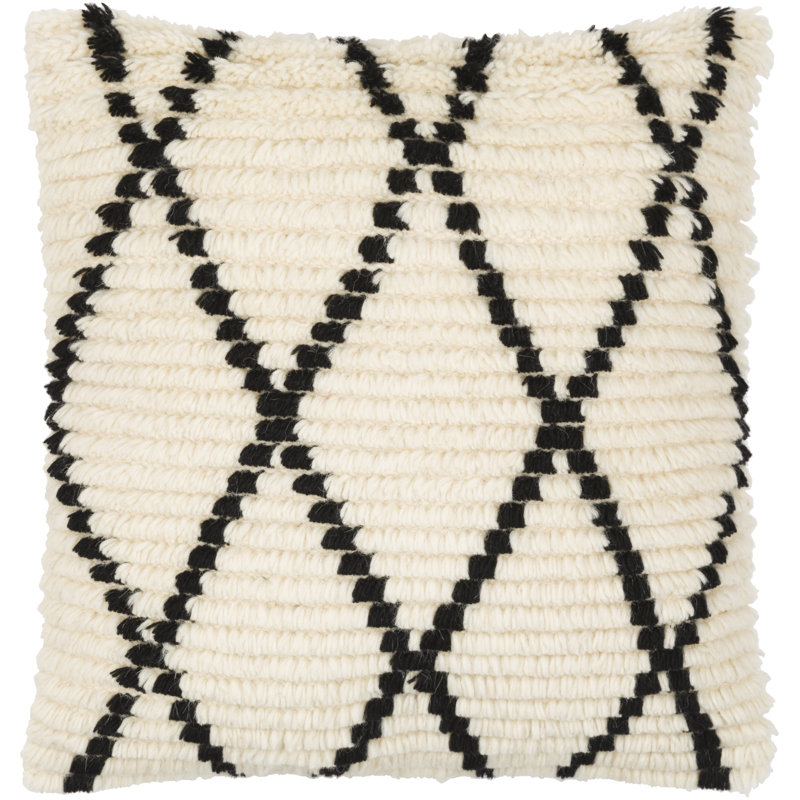 Cyan Geometric Wool Pillow Cover, 20" x 20", Down