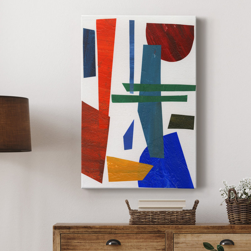 Toile tendue avec châssis coloré Colorful Shapes IV - prête à être accrochée, H 48 po x l 32 po x P 1 po