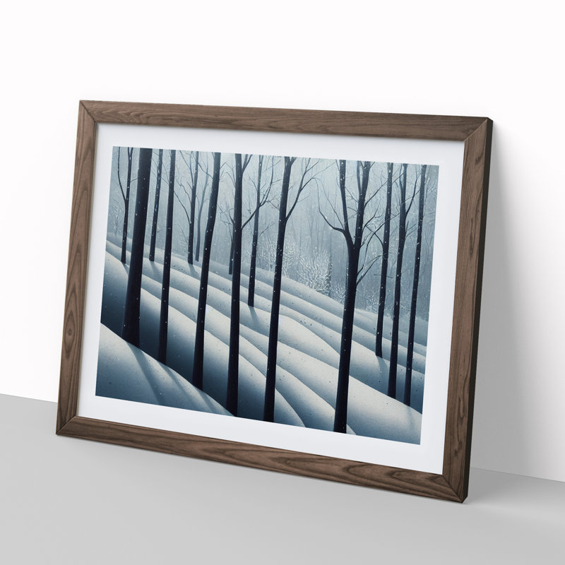 Dashing Winter Forest - Single Picture Frame Print, Walnut Framed, 46cm H x 64cm W x 2cm D