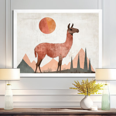 Sunlit Andes Hill - Llama, reproduction d'art sur toile encadrée