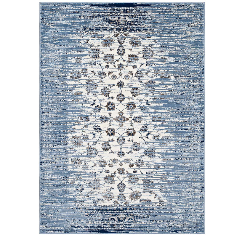 Modway Chiara Distressed Floral Lattice Contemporary Area Rug, Rectangle 5' x 8'