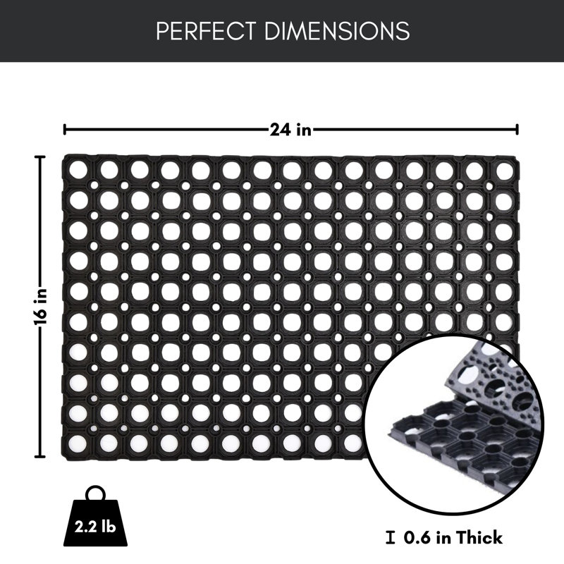 Interlocking Non-Slip Doormat, 16'' W x 24'' L