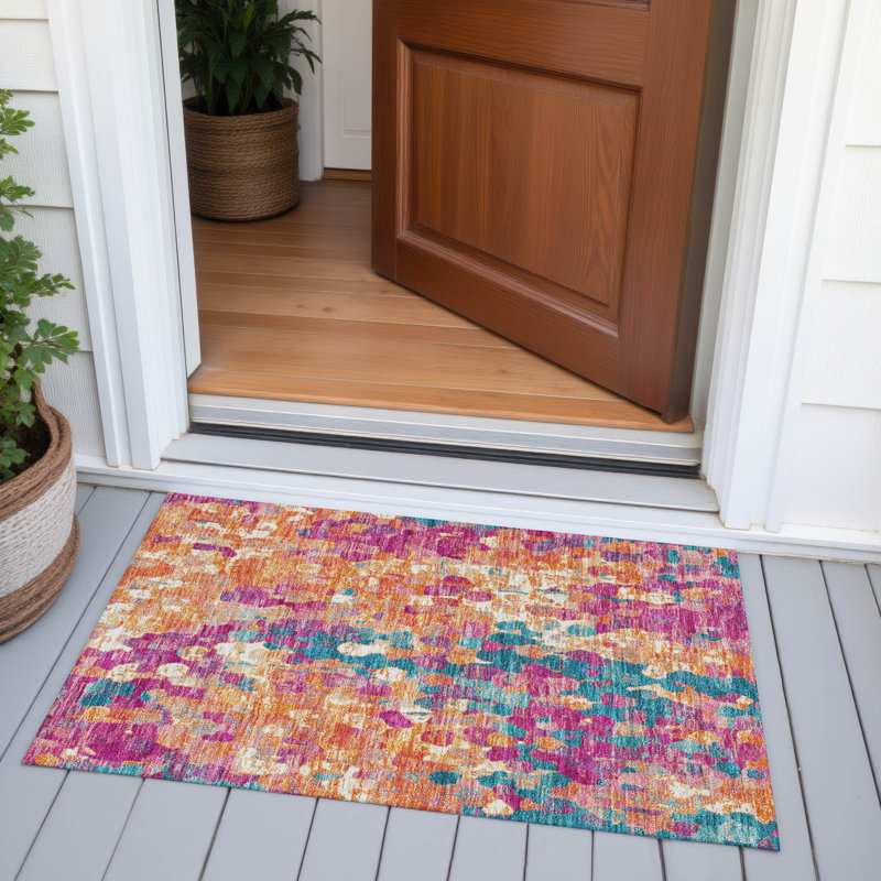 Tapis intérieur / extérieur lavable à la machine Xhevrie, Rectangle 1 pi 8 po x 2 pi 6 po