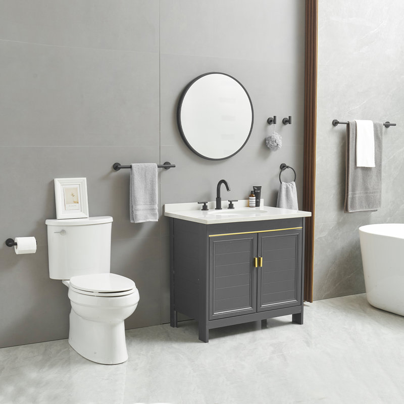 Obsidian 6-Piece Bathroom Hardware Set, Matte Black