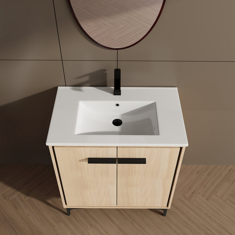Wylko 30'' Single Bathroom Vanity with Ceramic Top