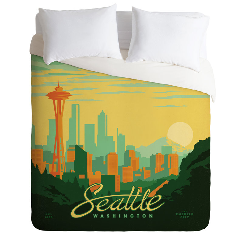 Ensemble de housse de couette Seattle, Housse de couette pour grand lit et 2 taies décor