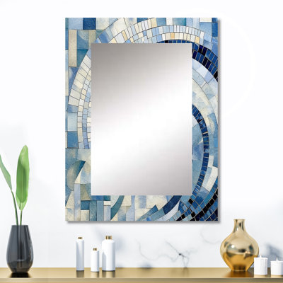 «Gold Constructing Blue Realms IV», miroir unique de formes abstraites, grand miroir mural moderne, impression d'art en métal