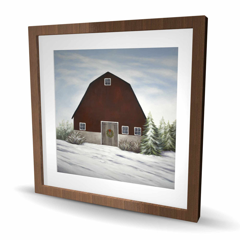 «It's Winter on the Farm - Farmhouse Bedroom», reproduction encadrée