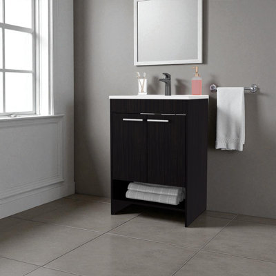 Meuble-lavabo 2 portes avec rangement ouvert