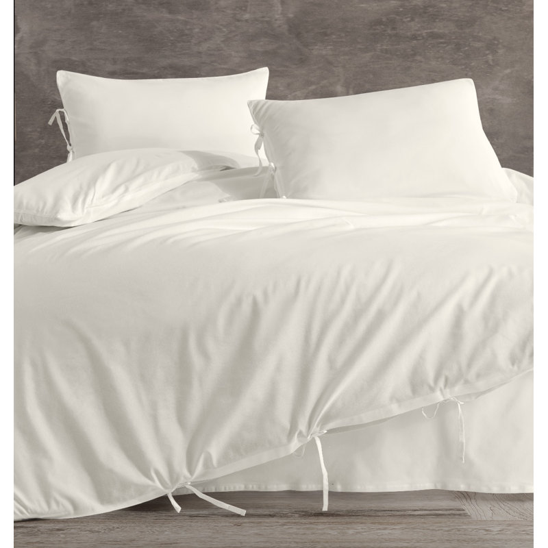 Solid Cream  Color Pollycotton104' X90' Duvet Cover Set With Two Shams, Cream, King Duvet Cover + 2 King Shams