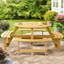 Ensemble repas pour 8 personnes avec 4 bancs intégrés et trou pour parasol Karabella-328028568