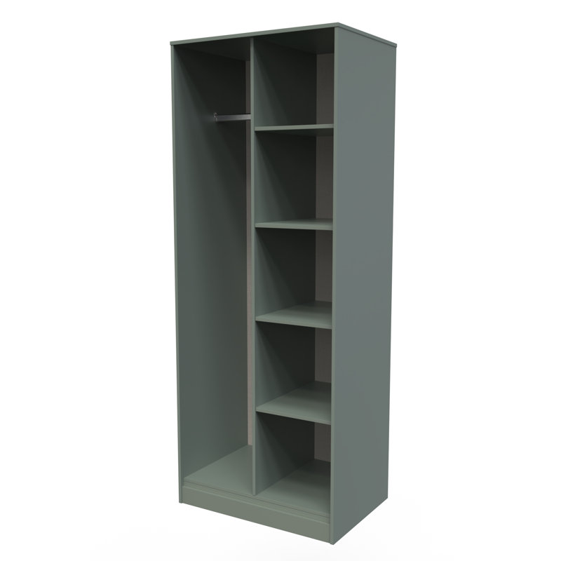 Fully Assembled 2 Door Wardrobe, 183cm H x 74cm W x 53cm D, Reed Green
