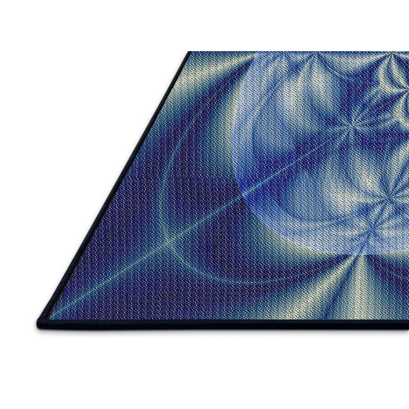 Laine tissée à la main orientale en laine et polyester bleu Tapis décoratif, Rectangle 8 pi x 10 pi